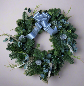 Christmas Wreath 12" Silver Tones