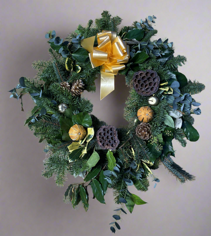 Christmas Wreath 12" Gold Tones